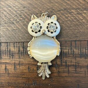 Elegant Gold and White Owl Pendant
